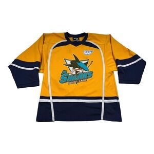 San Jose Sharks Jr Sharks Hockey Jersey Youth XL Gold Navy SAP K1 House League
